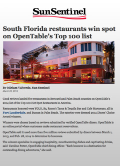 Sun Sentinel - South Florida Restaurants on Open Table